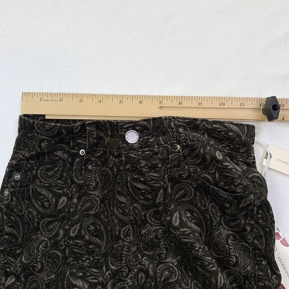 AG For Anthropologie Stevie High Rise Ankle Velvet Pants Paisley Black Size 24 - Picture 11 of 15